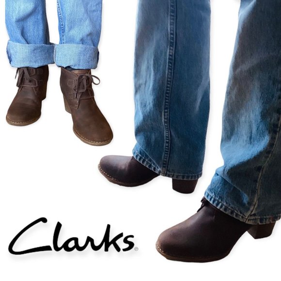 Clarks ankle bootie. Lace up Brown Oiled Nubuck, Carleta Lyon style. Size 11. - Picture 5 of 9